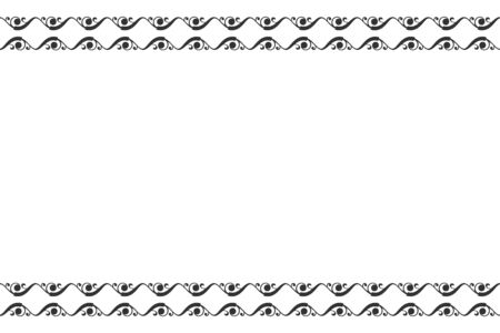 Linear Abstract seamless pattern with copy space. Black endless plant ornament line isolated on white backgroundのイラスト素材