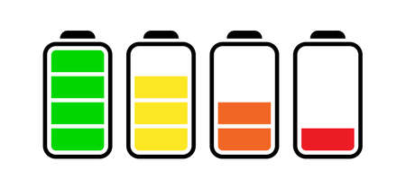 Set of four battery icons with different level of energy. Vector illustaration.のイラスト素材