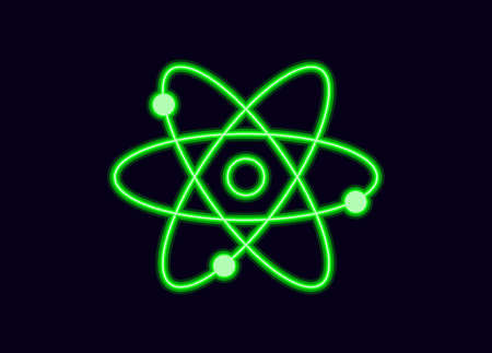 Vector shining neon lights atom modelのイラスト素材