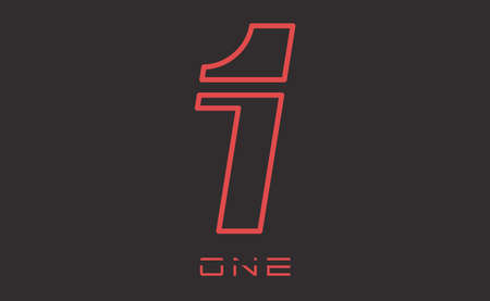 Number one illustration. Red number 1 isolated on black background.のイラスト素材
