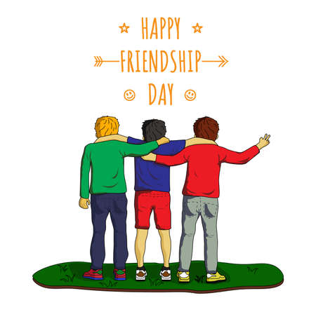 Happy Friendship day typographic colorful design. Inspirational quotes. Usable as greeting cards, posters. Best friends foreverのイラスト素材