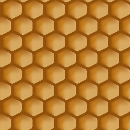 Grid seamless pattern. Hexagonal cell texture. Honeycomb on brown background