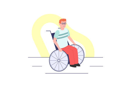 Man using wheelchair. Disabilities concept. Vector illustration isolated on white backgroundのイラスト素材