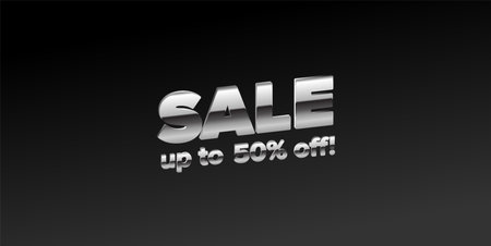 Sale banner template design, Big sale special offer. Metal or silver words. Vector illustration.のイラスト素材