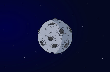Full moon cartoon on star background. Vector illustration.のイラスト素材