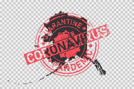 Alaska coronavirus stamp. Concept of quarantine, isolation and pandemic of the virus in USA, Alaska. Grunge style texture stamp over black map of alaska. Vector illustration.のイラスト素材