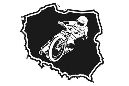 Motorcycle Speedway of Poland. Concept of popular motor racing championchip in Poland. Vector ilustartion isolated on white backgroundのイラスト素材