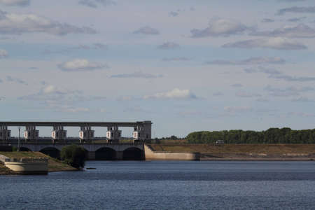 dam on the river Volga.gorod Uglichの写真素材
