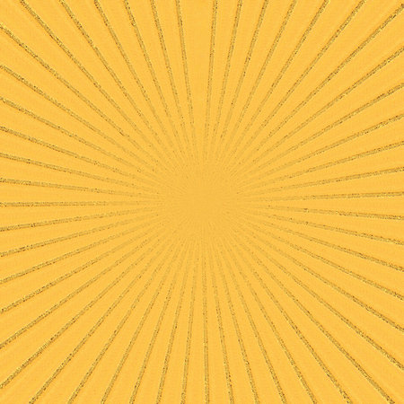 Sunburst background of yellow, orange, and brown swirls. Diagonal lines radiate out from the center.