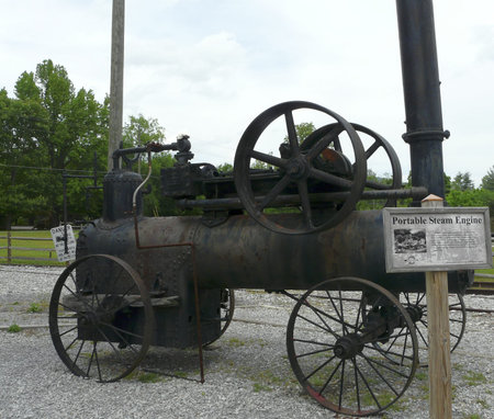 Portable Frick steam engine, once used in logging operations, sits at the Little River Railroad and...