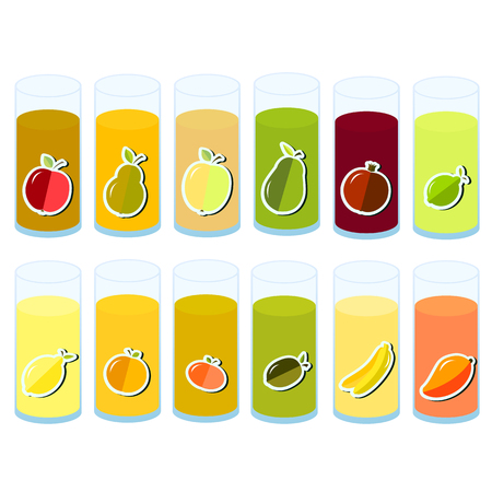 Stock Vector Graphics World Health Day glass for juice, juice, straw, fruit, apple, banana, pear, mandarin orange, avocado, pomegranate, kiwi, mango, green apple, red apple, lemon, lime. Composition, vector illustration.のイラスト素材