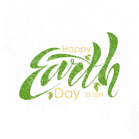 Happy Eart Day typography Illustration with leaves design.のイラスト素材