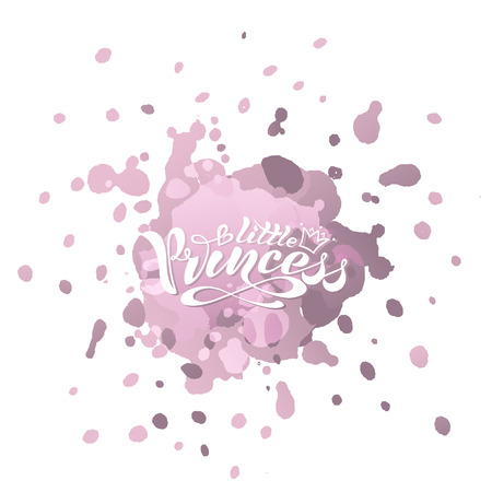 Beautiful Handwritten text, calligraphy, inscription in vector format, little princess with crown for postcard, poster, print, icon, print for clothing.のイラスト素材