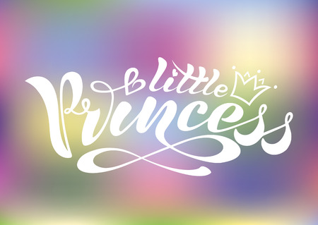 Beautiful Handwritten text, calligraphy, inscription in vector format, little princess with crown for postcard, poster, print, icon, print for clothing.のイラスト素材