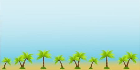 Beautiful textured vector background with palm trees and coconuts for postcard poster, banner, print, menu, packaging. Summer time, rest.のイラスト素材