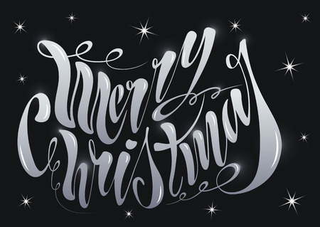 Beautiful handwritten text Merry Christmas. Vector illustration isolated on textured background for greeting cards, labels, packaging, logo, decorations.のイラスト素材