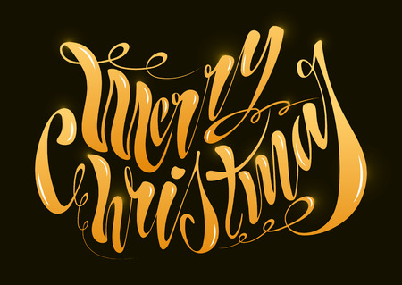 Beautiful handwritten text Merry Christmas. Vector illustration isolated on textured background for greeting cards, labels, packaging, logo, decorations.のイラスト素材