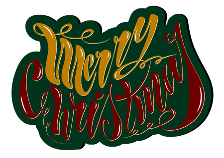 Beautiful handwritten text Merry Christmas. Vector illustration isolated on textured background for greeting cards, labels, packaging, logo, decorations.のイラスト素材