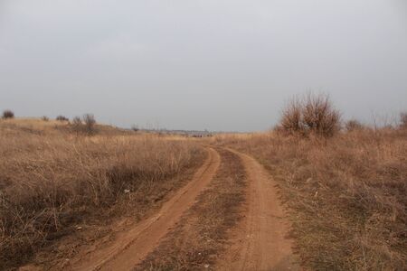 The road goes for a turnの写真素材