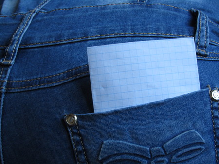 Blank sheet in a clothing pocketの写真素材
