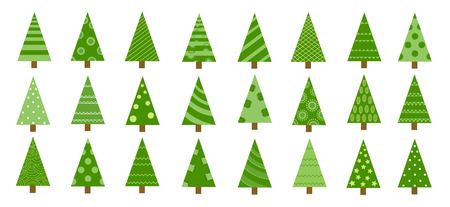 Hand drawn set of Christmas trees. Holidays background. Abstract doodle drawing woods. Vector art illustrationのイラスト素材