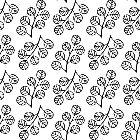 Botanical flowers with leaves pattern on a white background.Vector illustration for your web design.のイラスト素材