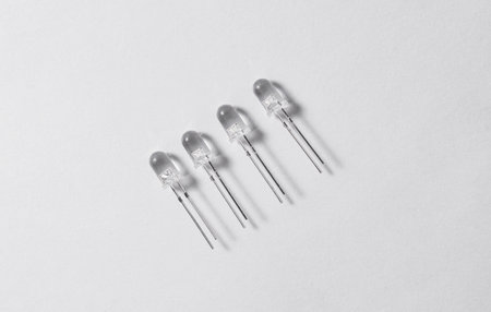 White diodes on a white background. LEDs for illumination. view from above.