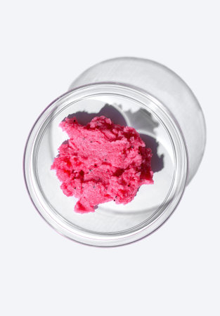 Cream texture cosmetic smear isolated on white background. Skin peeling. Body scrub.の写真素材