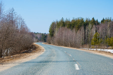 Old Road in the countryside in early spring
