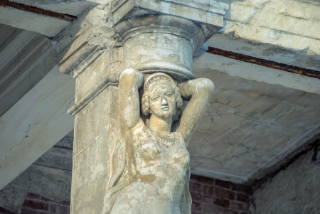 Stone statue, Caryatid, woman sculpture in palaceの写真素材