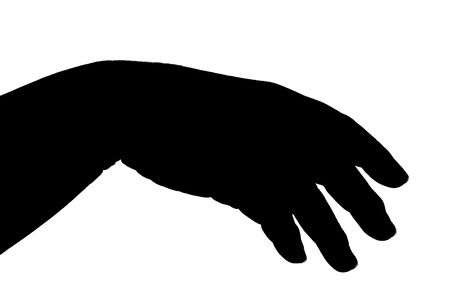black female hand silhouette on white, close upの写真素材