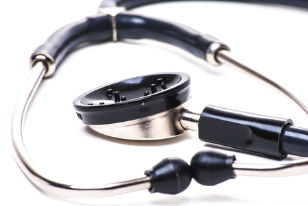 Stethoscope Close up on a white background with a blue tintの写真素材