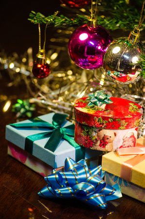 christmas gifts under treeの写真素材