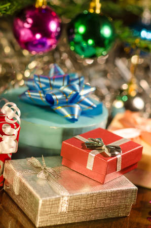 christmas gifts under treeの写真素材