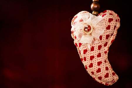 handmade heart on redの写真素材