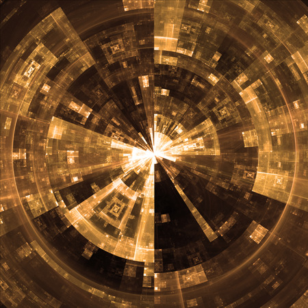 Composition of abstract radial grid and lights as a concept metaphor for technology, science and entertainmentの写真素材