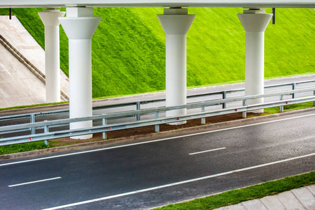 new road under bridgeの写真素材