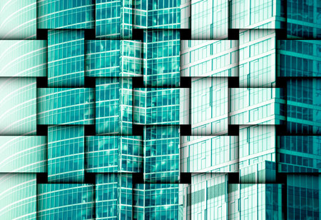 digitally transformed photo of modern office building. Business background.