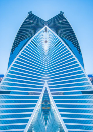 digitally transformed photo of modern office building. Business background.