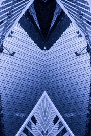 digitally transformed photo of modern office building. Business background.の写真素材