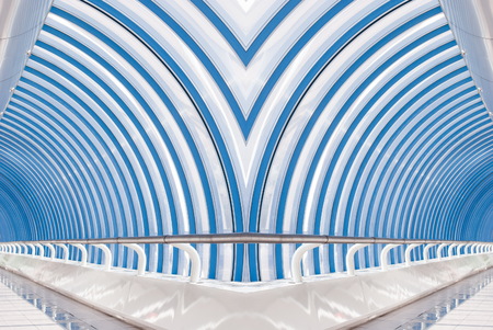 digitally transformed photo of modern office building. Business background.の写真素材