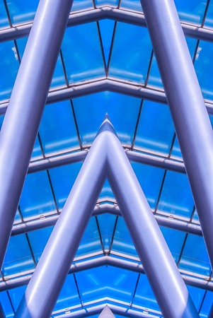 digitally transformed photo of modern office building. Business background.の写真素材