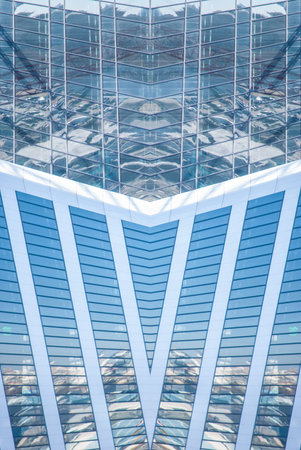 digitally transformed photo of modern office building. Business background.