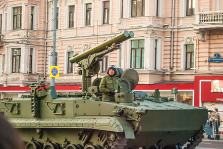 MOSCOW - APRIL 29: Evening rehearsal for the Victory Parade dedicated to the 69 anniversary of the...