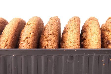 two oatmeal cookies isolated on white