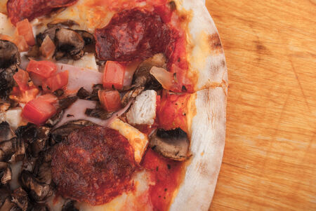 Pizza on tableの写真素材