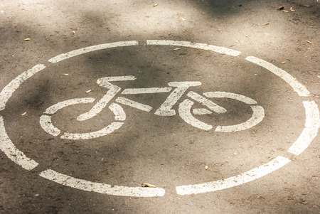 new bicycle lane at a streetの写真素材