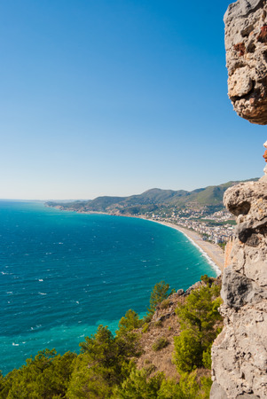 castle of Alanya and the Cleopatra beach, Antalya, Turkeyの写真素材