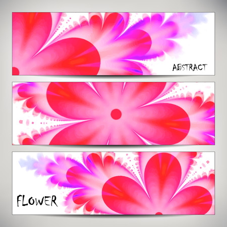 Banners with abstract Flower texture, red, pink. Modern colorful pattern resembling watercolor strokes. Design element for backgrounds, printed media, web banners, etc.のイラスト素材