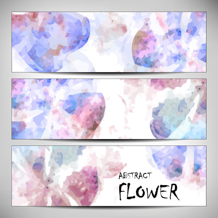 Banners with abstract Flower texture, brown, purple. Modern colorful pattern resembling watercolor strokes. Design element for backgrounds, printed media, web banners, etc.のイラスト素材